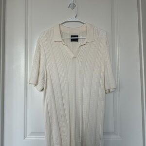 Abercrombie & Fitch Cream Knit Polo Shirt